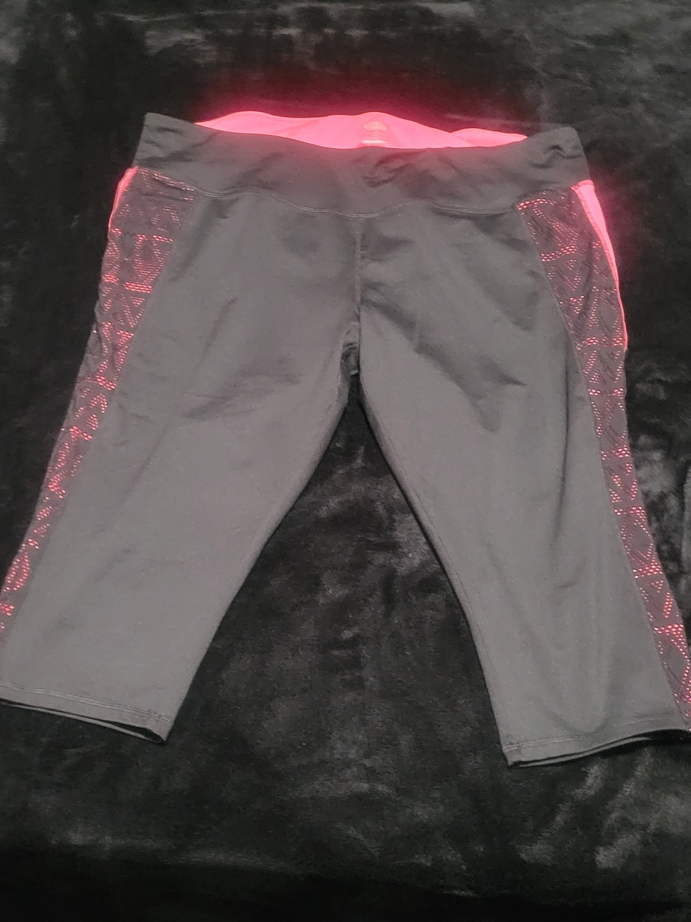 Maurices Black Capri Leggings with Pink Accents